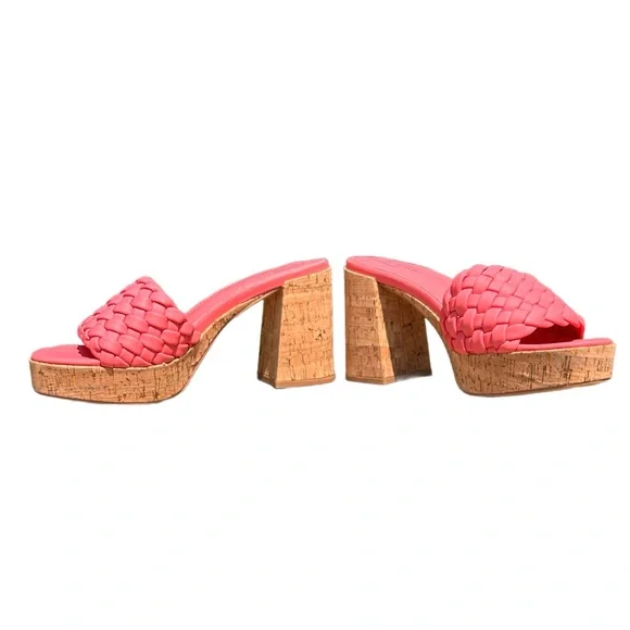 New ShuShop Coral Chunky Heels with Braided Strap and Cork Platform - Picture 3 of 7